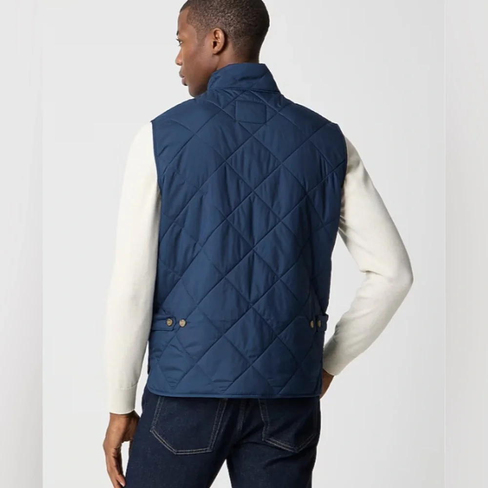 J. Crew Men's Quilted Puffer Blue Tan Vest - S